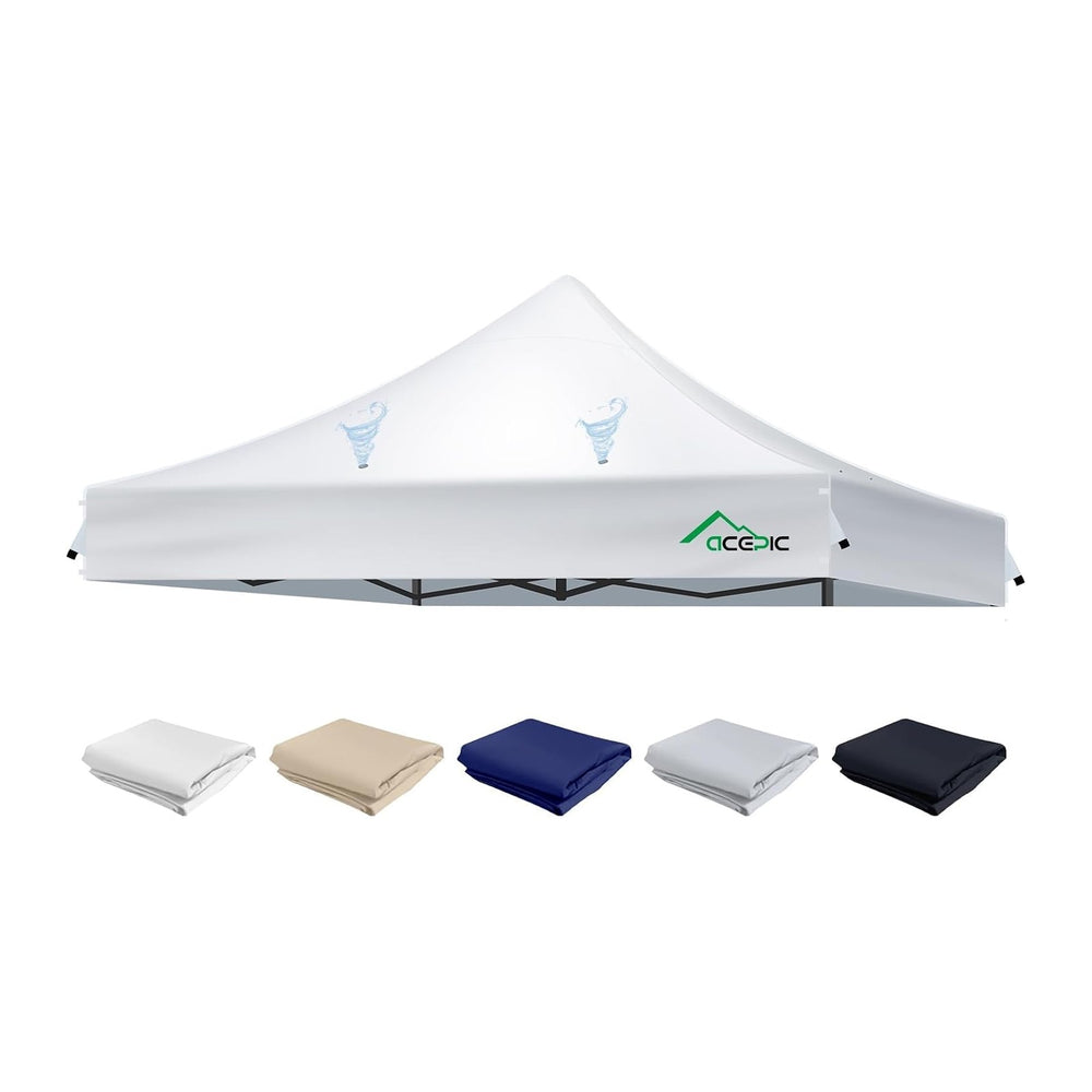 ACEPIC Heavy Duty 10x10 Peak Pole Canopy Replacement Top (White, Top Only)