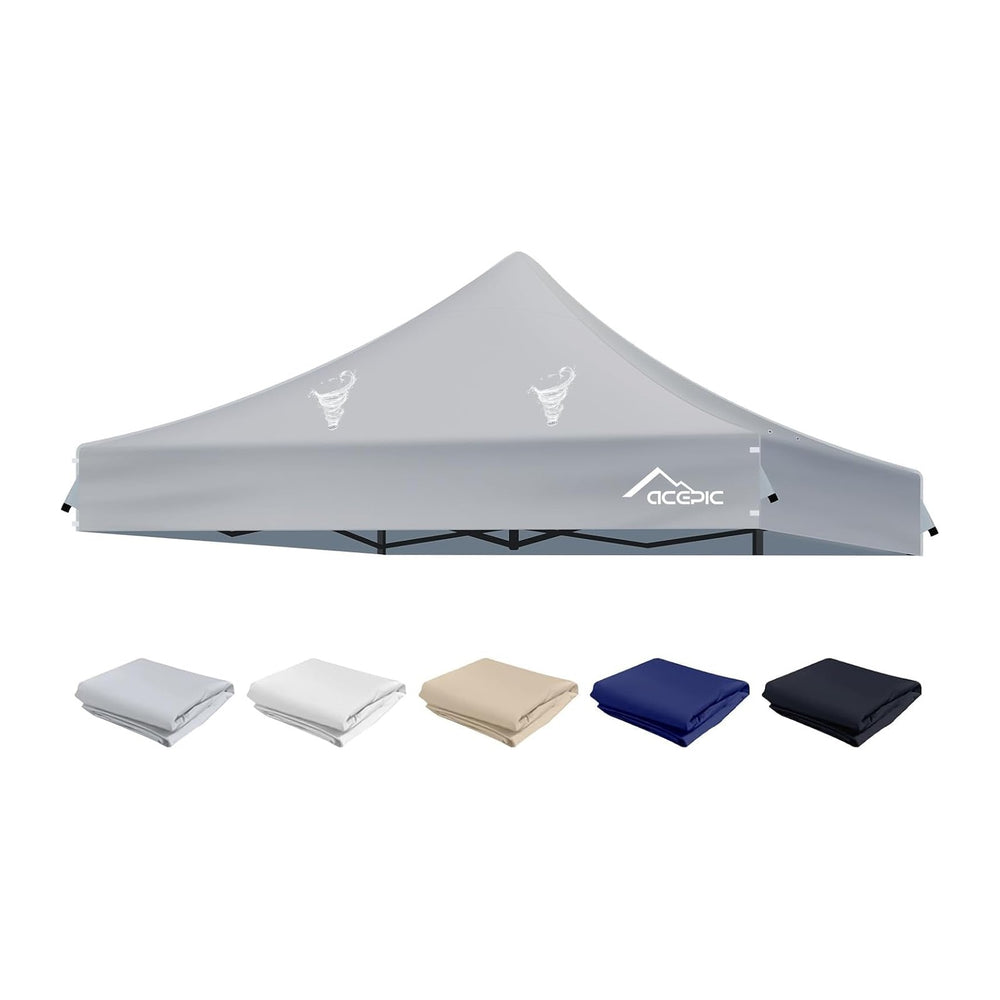 ACEPIC Heavy Duty 10x10 Peak Pole Canopy Replacement Top (Gray, Top Only)