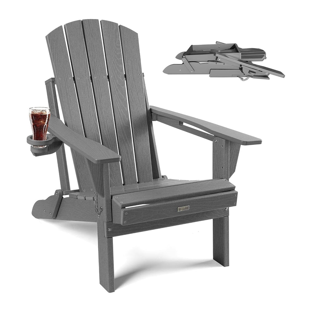 Adirondack Chair with Cup Holder: Folding Adirondack Chairs Plastic HDPE Mate...