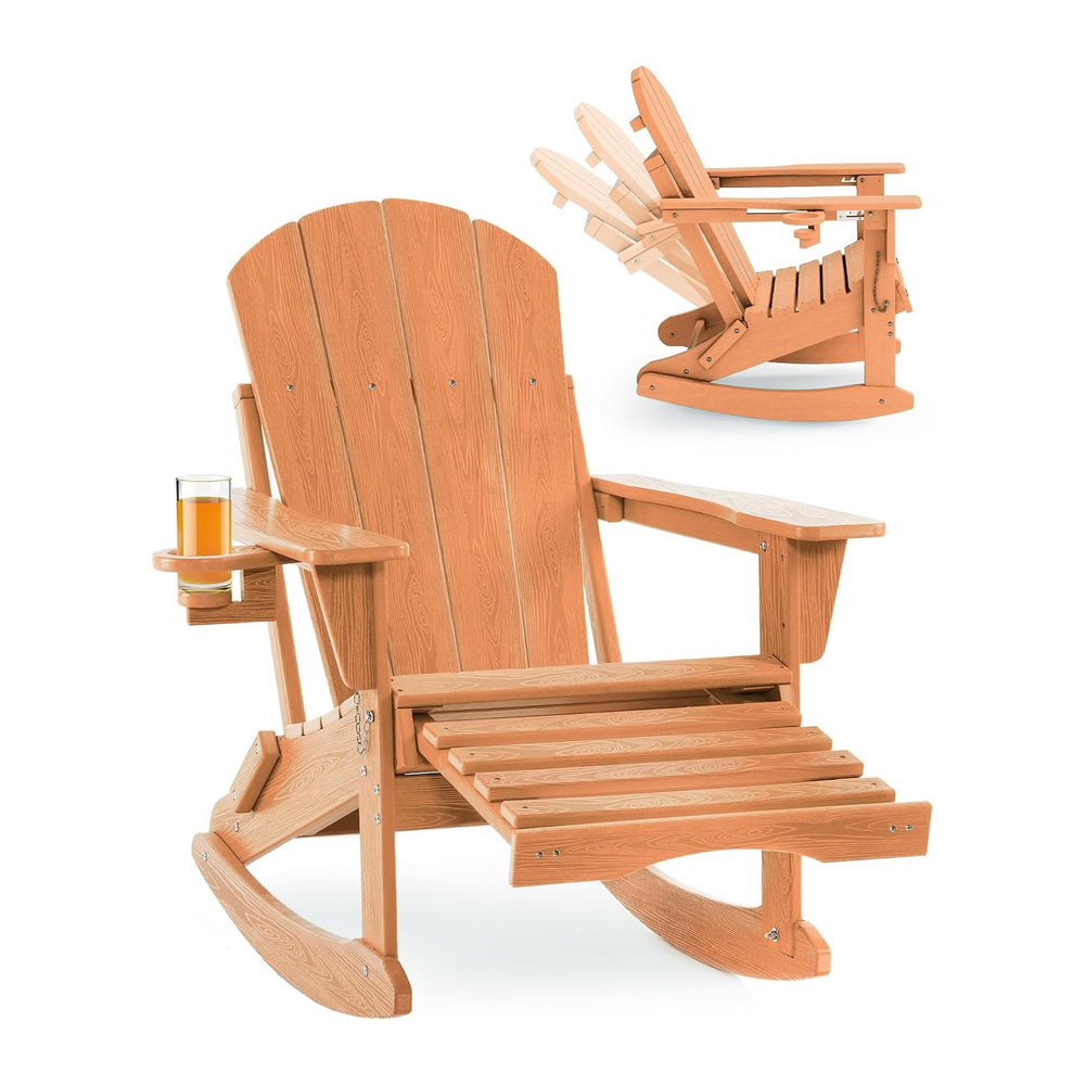 Adjustable Adirondack Rocking Chair with Retractable Ottoman, 4-in-1 Multifun...