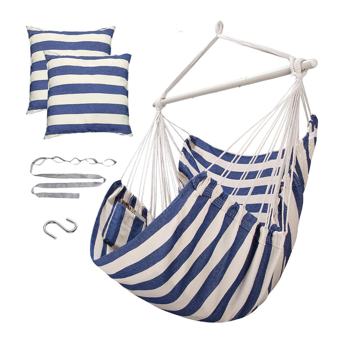 ADVOKAIR Hammock Chair Swing 500lbs Steel Bar 2 Cushions Multi Size