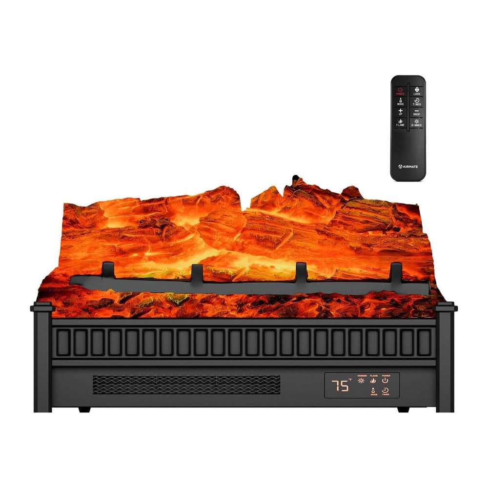 AIRMATE 1500W Electric Fireplace Heater, 22In Electric Fireplace Insert Logs,...