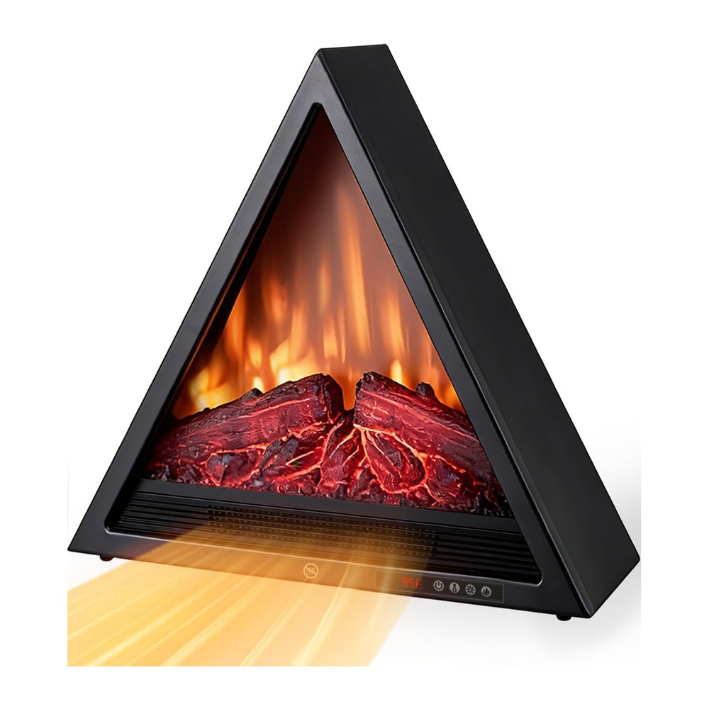 AIRMATE 22in Electric Fireplace Heater, 1500W Triangular Electric Fireplace I...