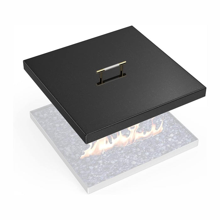 AJinTeby Fire Pit Lid Fits 24" x 24" Drop-in Fire Pit Pan, 27" x 27" Upgrade Porcelain Steel Fire Pit Cover, Fire Pit Cover Rectangular Burner Pan