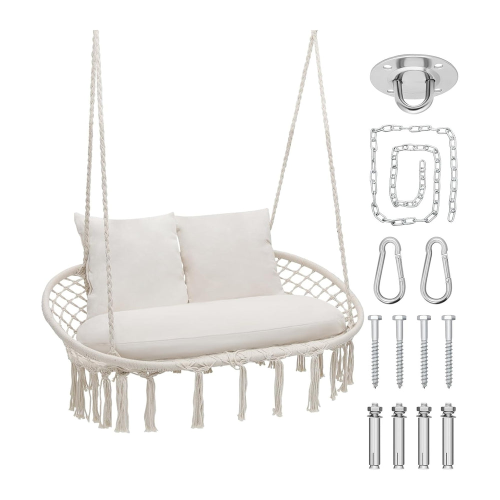 Athena Collection 2-Person Hammock Chair with Mounting Hardware Kit, White