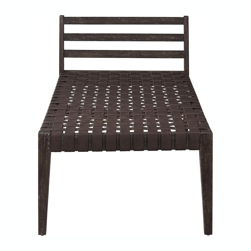 Ball & Cast Mid Century Daybed Faux Leather Woven Chaise Lounge Weave Lea...