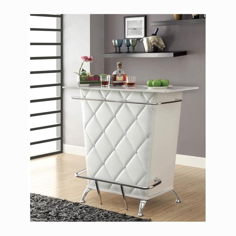 Benzara BM181080 Contemporary Style Leatherette Padded Bar Table with Button ...