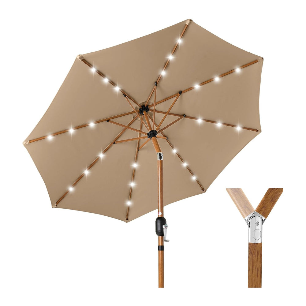 Best Choice Products 10ft Solar Polyester LED Lighted Patio Umbrella w/Tilt A...