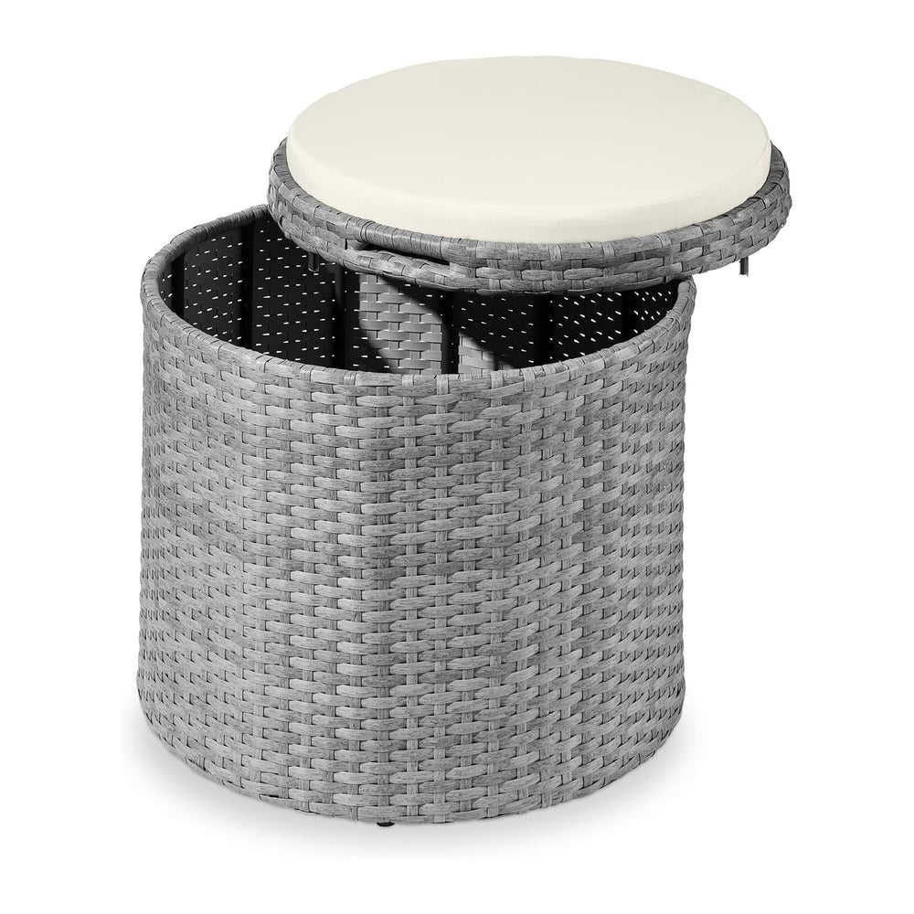 Best Choice Products Round Wicker Ottoman, Multipurpose Outdoor Furniture for...