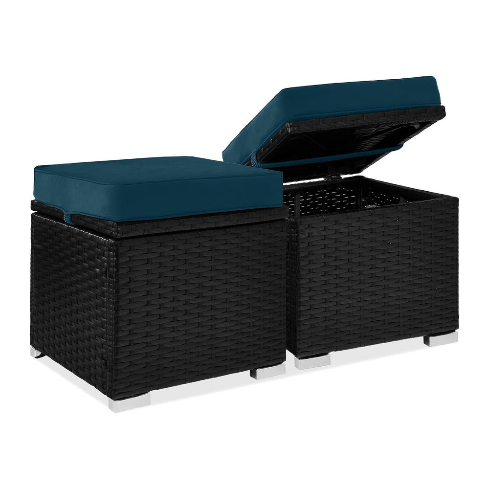 Best Choice Products Set of 2 Wicker Ottomans, Multipurpose Outdoor Furniture...