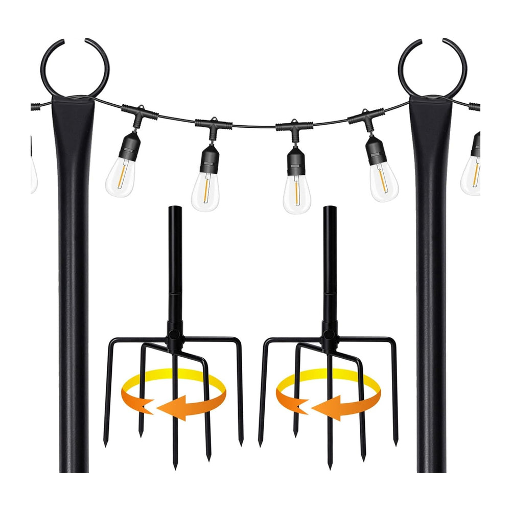 BIRDROCK HOME Poles for Outdoor String Lights - Weather Resistant, Durable, E...