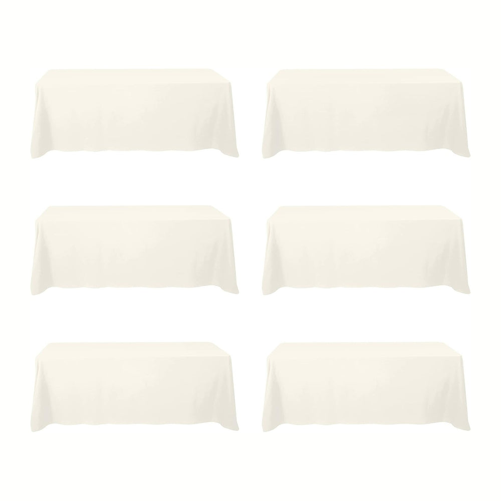 BRILLMAX 6 Pack Ivory Tablecloths 90x156 Inch for 8ft Rectangle Tables