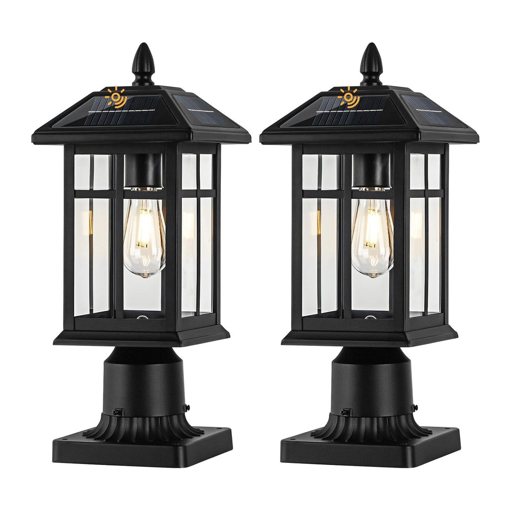 Brilvibera Solar Post Lights 2 Pack Outdoor Lamp Post Solar Light