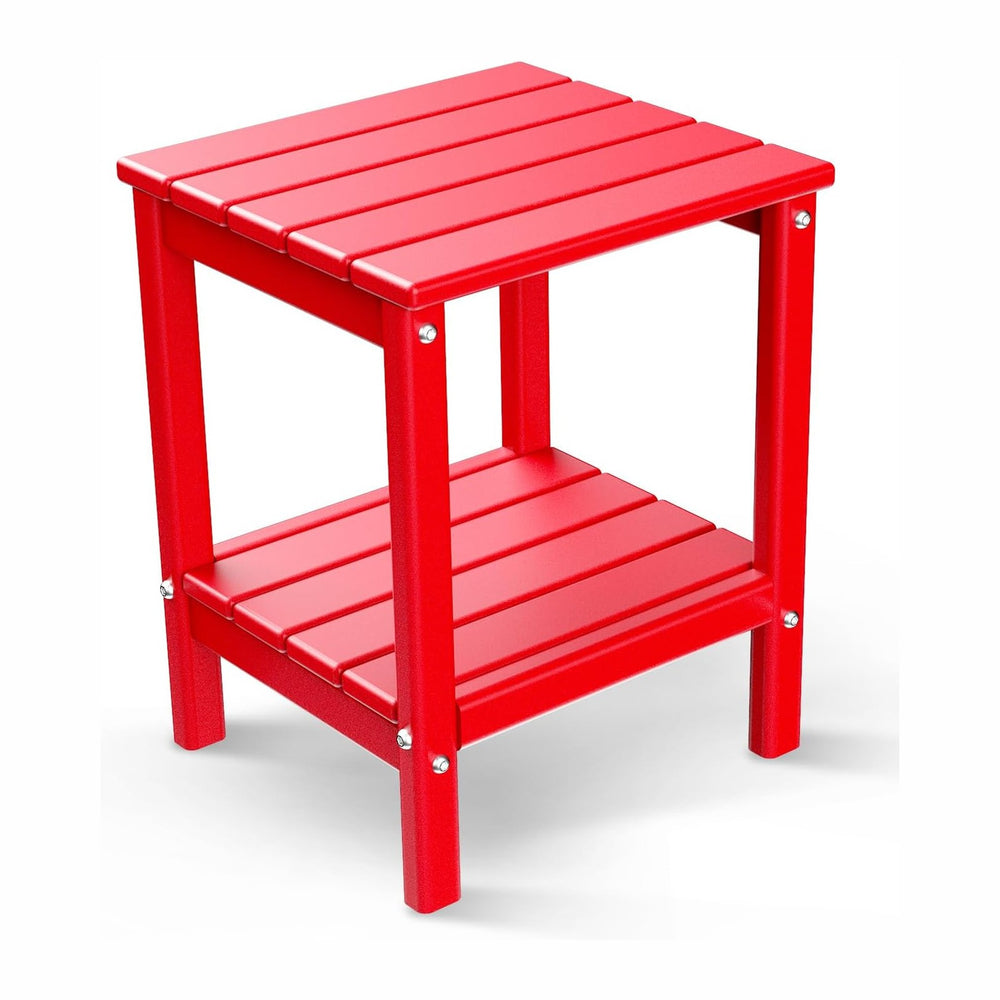 BRIOPAWS Outdoor-Side-Table | Small | HDPE Plastic | Patio End-Table | 2-Shel...