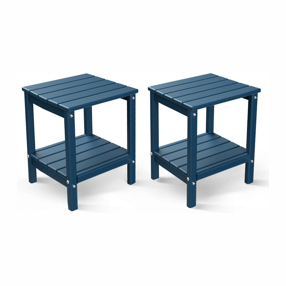 BRIOPAWS Outdoor-Side-Tables | Set of 2 | Small | HDPE Plastic | Patio End-Ta...