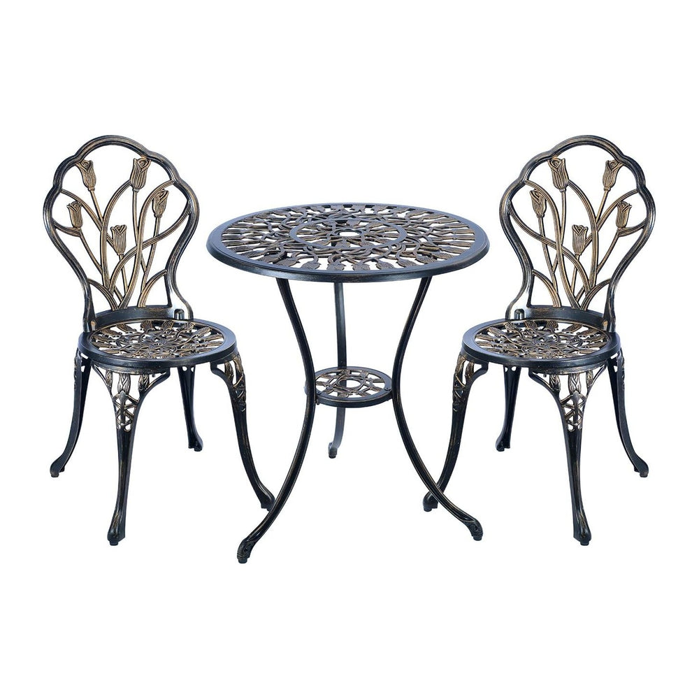C/G 3 Piece Bistro Set,Outdoor Patio Set,Anti-Rust Cast Aluminum Bistro Table...