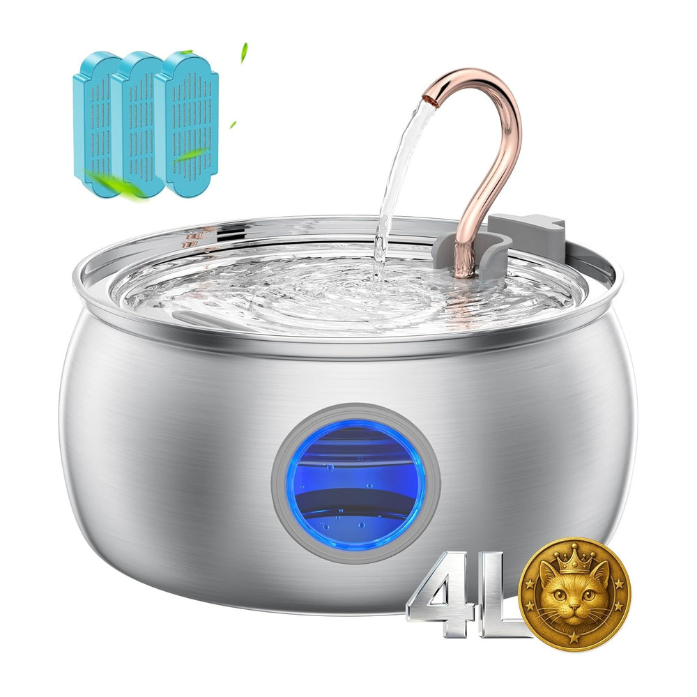 Cat Water Fountain Stainless Steel -135oz/4.0L Cat Fountain for Drinking