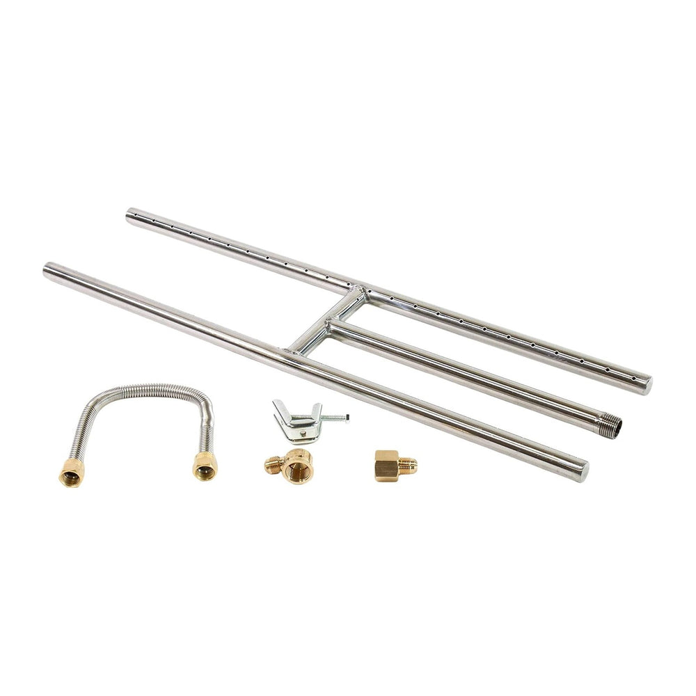 Celestial Fire Glass 24" x 6" H-Burner, Natural Gas, Stainless Stee...