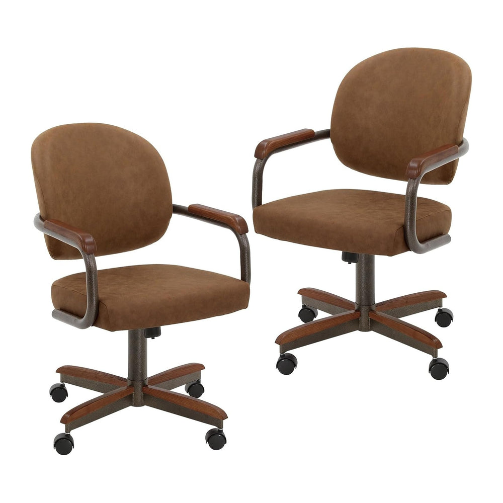 Chromcraft Bailey 2pc Swivel Tilt Kitchen Dining Chair - Camel-Walnut