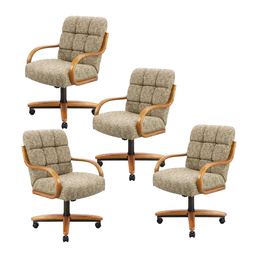 Chromcraft Ryland Swivel-Tilt Caster Dining Chair - Chestnut -Earth - 4pc