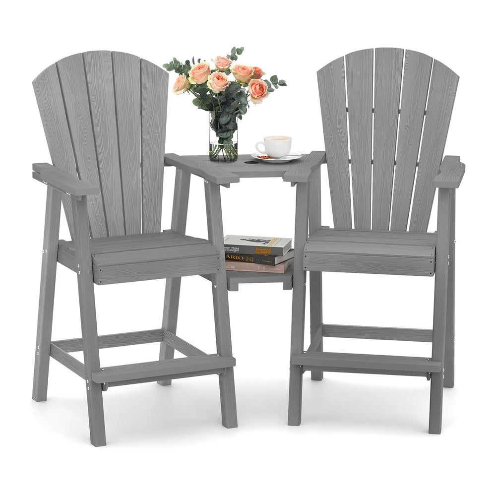 Ciokea Tall Adirondack Chairs Set of 2 with Connecting Trays, Gray