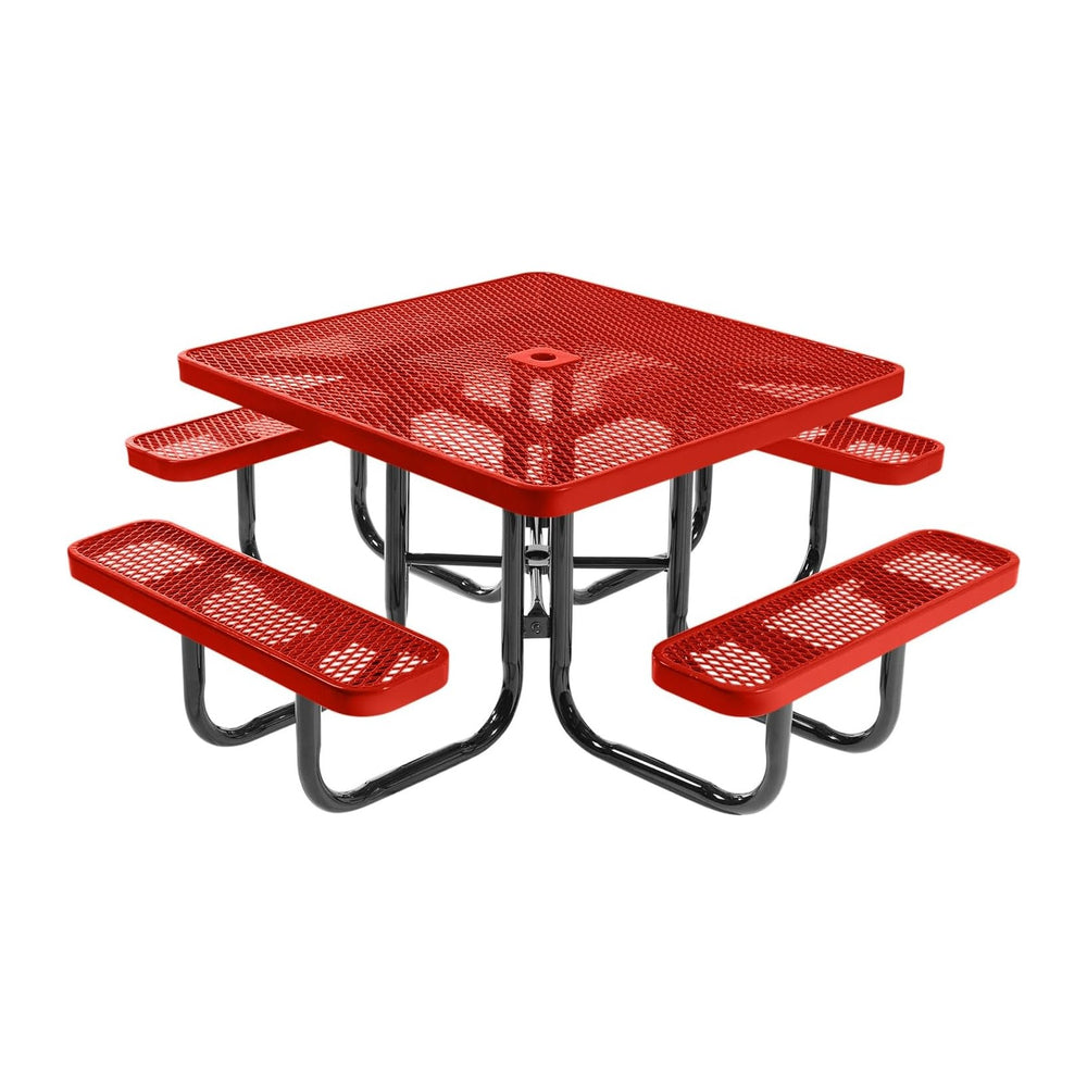 COATEDOUTDOORFURNITURE 46In Square Picnic Table, Expanded, Red