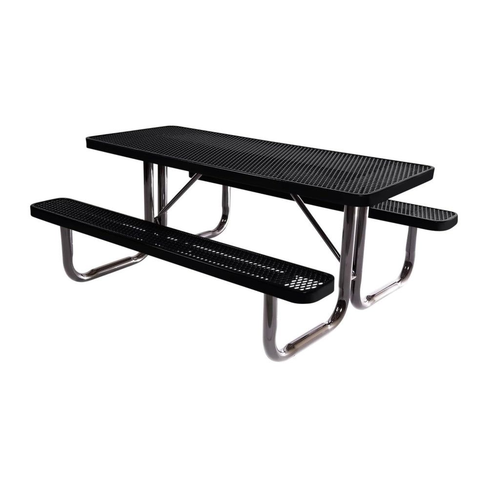 COATEDOUTDOORFURNITURE 6Ft Rect Picnic Table, Expanded, Black