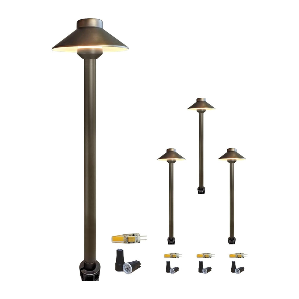 COLOER Brass Low Voltage Pathway Lights 4-Pack with 3W LED G4 Bulb (602B)