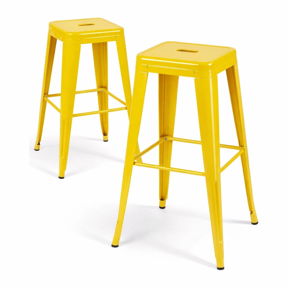 Daisy Yellow Metal Bar Stools Set of 2, 30" inch