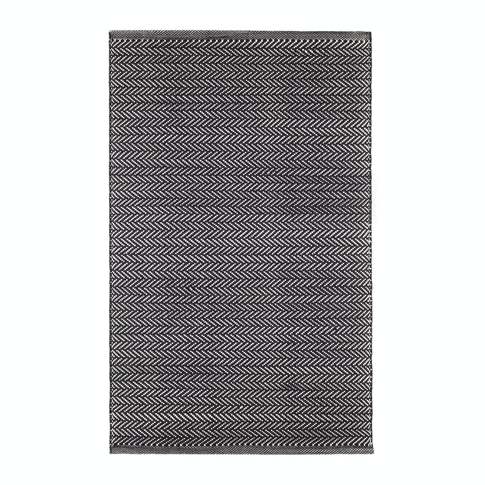 Dash & Albert Herringbone Black/Ivory Indoor/Outdoor Rug, 7'6"x9...