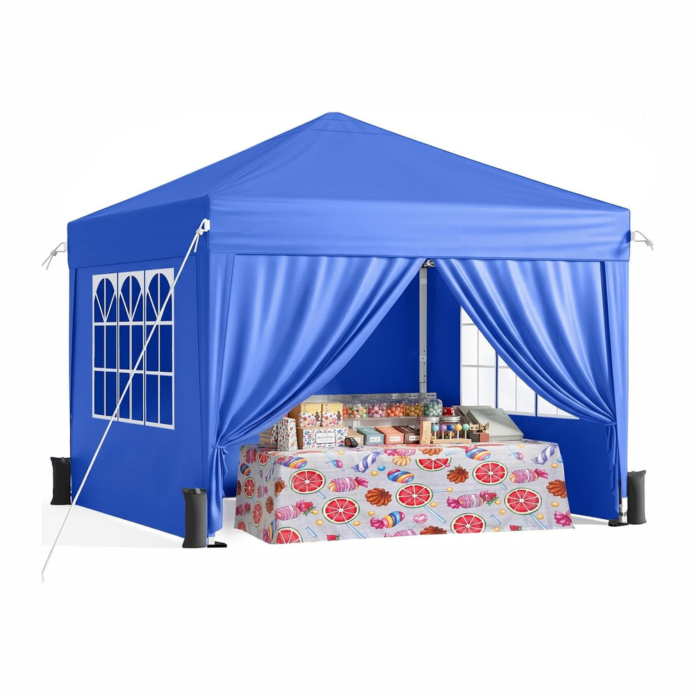 Driftalia 10x10 Pop Up Canopy Tent with 4 Sidewalls, Blue