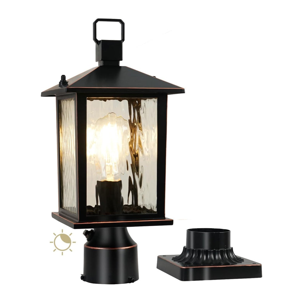 Dusk to Dawn Outdoor Post Light, Oil-Rubbed Bronze Pole Lantern