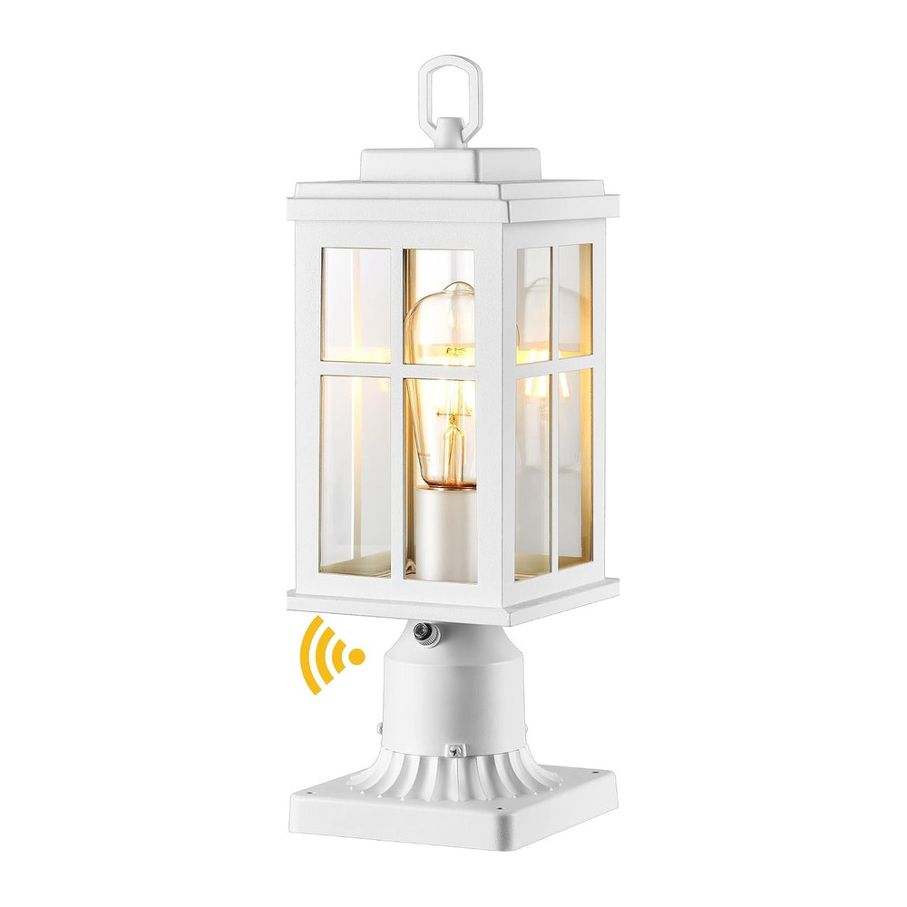 Dusk to Dawn Outdoor Post Lights, White Post Lights Outdoor with Pier Mount B...