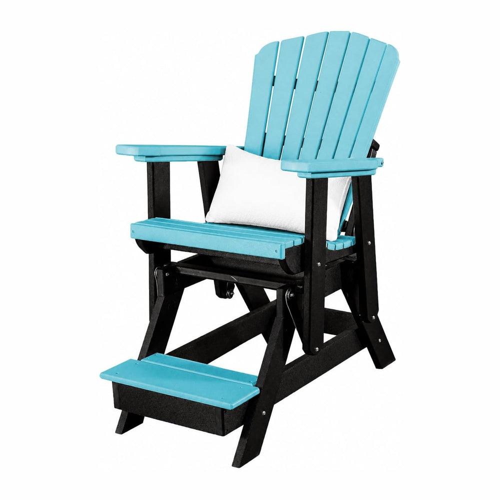 DutchCrafters Slat Fan Back Poly Balcony Adirondack Glider with Footrest Outd...