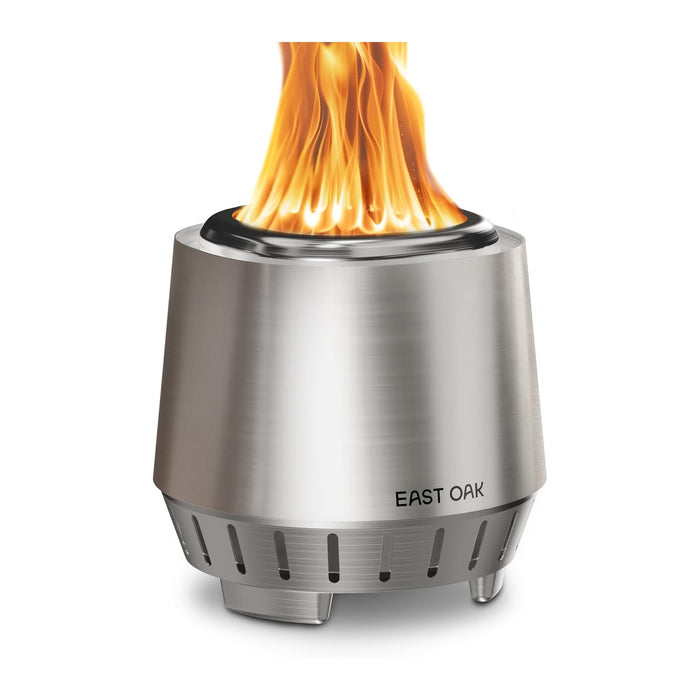 East Oak Fuoco 7 Inch Tabletop Smokeless Fire Pit, 3-in-1 Ash Pan Portable Wood & Pellet Tabletop Firepit, Easy Clean Up, Stainless Steel Mini Fire Pit for Outside, Backyard, Patio, Camping & Deck