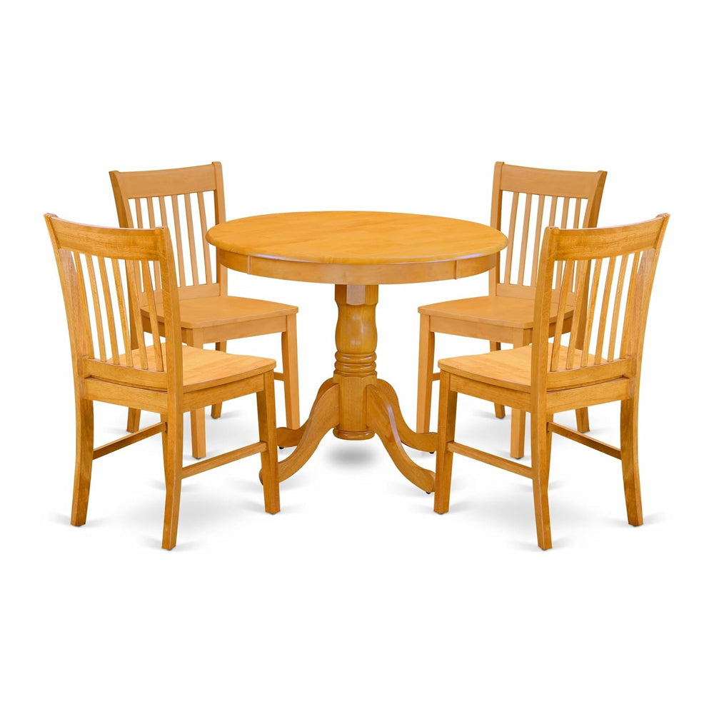 East West Furniture ANNO5-OAK-W 5 Piece Dining Room Furniture Set Includes a ...