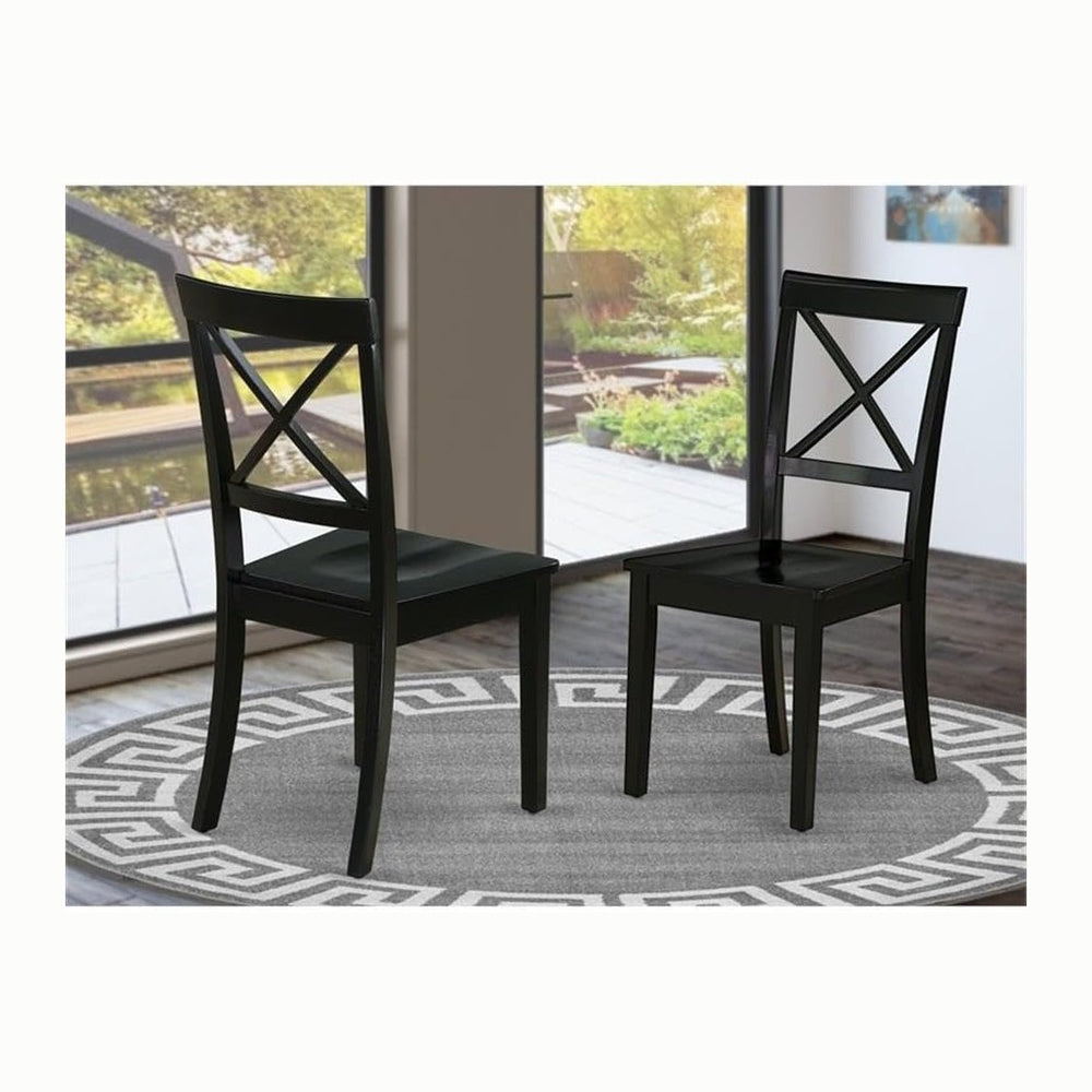 East West Furniture BOC-BLK-W Boston Dining Room Chairs - Cross Back Solid Wo...