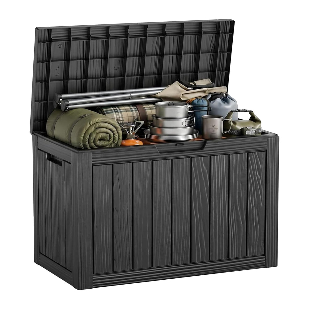 EasyUp 60 Gal Outdoor Storage Box Waterproof Lockable Resin Deck Box