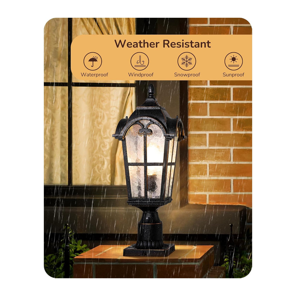 EDISHINE Large Size Dusk to Dawn Outdoor Post Light, 21.9'' H 120V Po...