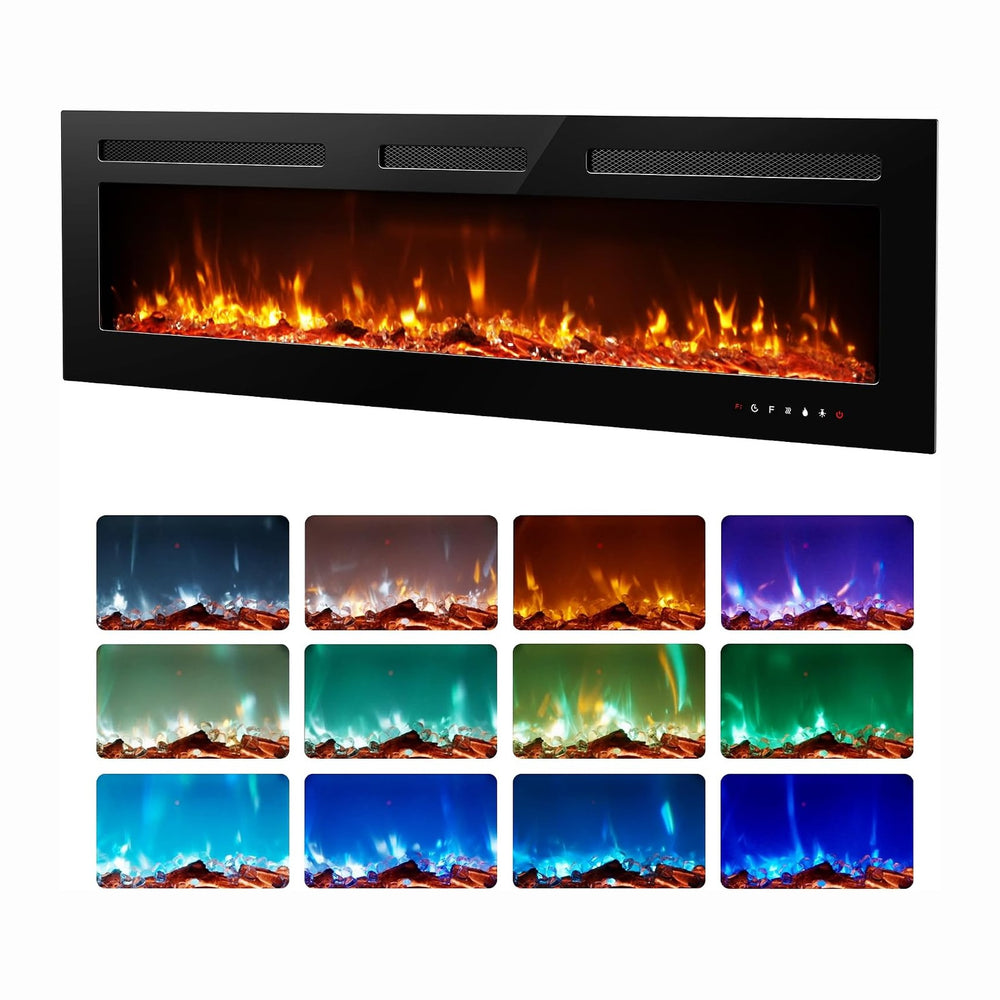 EUHOMY 60 Inch Electric Fireplace Recessed Wall Mounted