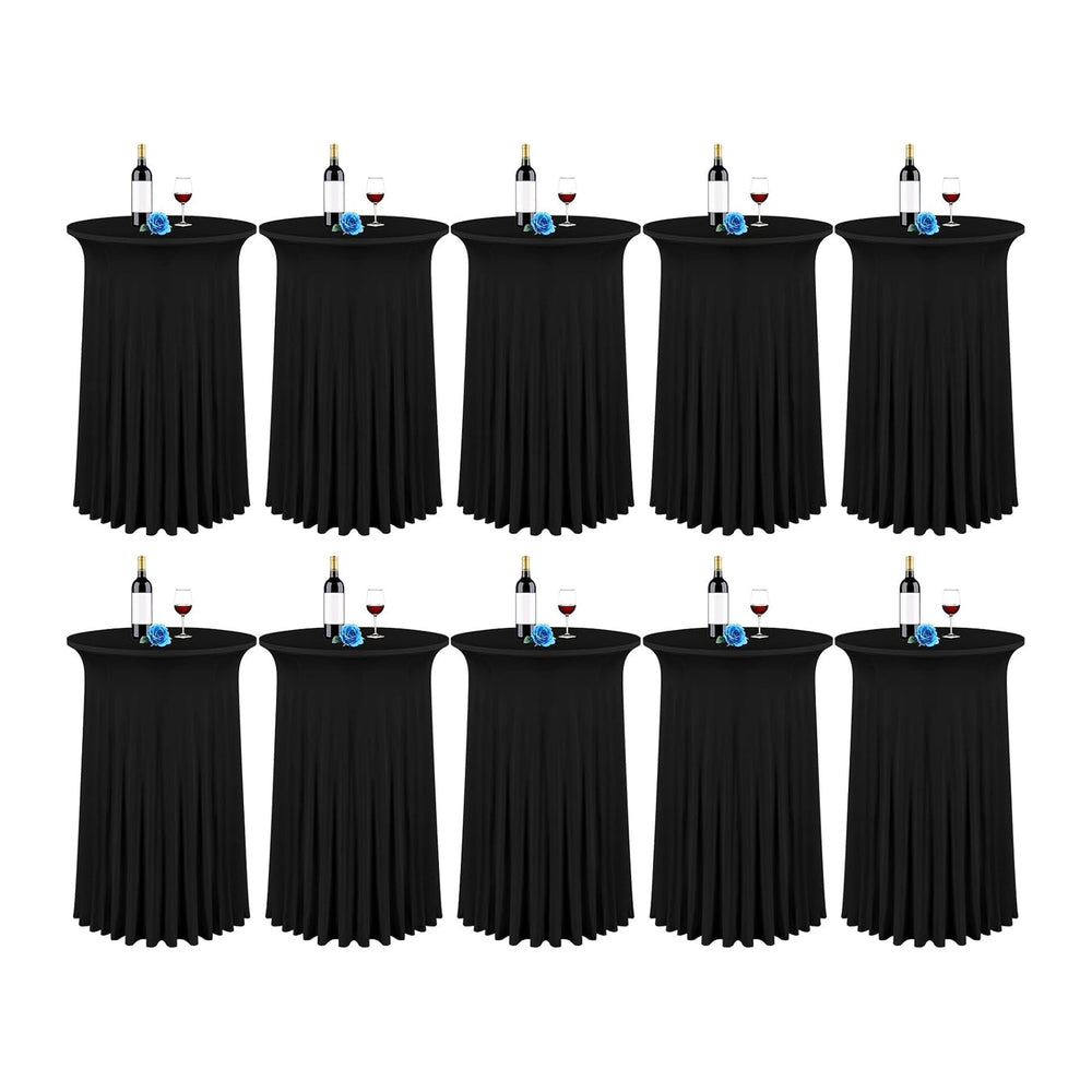 fani 10 Packs 24"x 43" Round Cocktail Table Skirt, Black