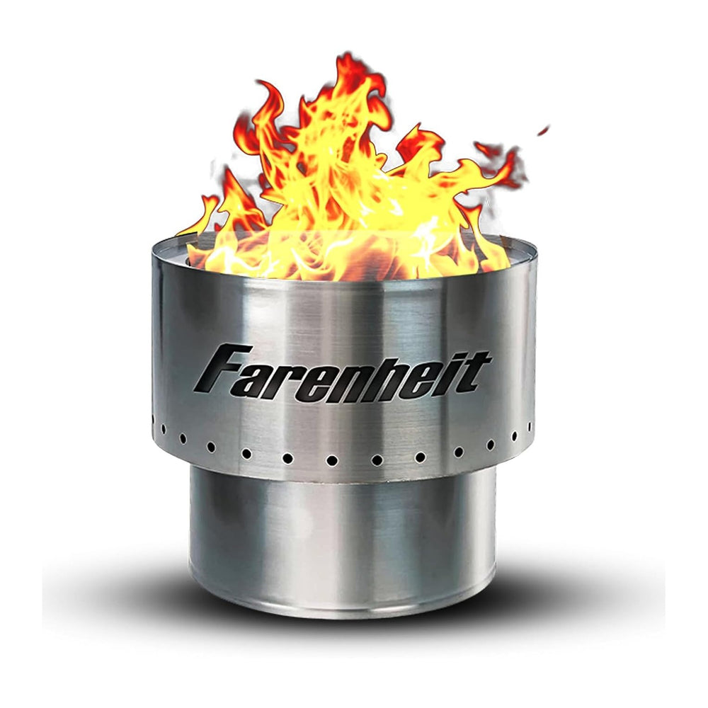Farenheit 13.5" Stainless Steel Smokeless Fire Pit | Portable Outdoor Wo...