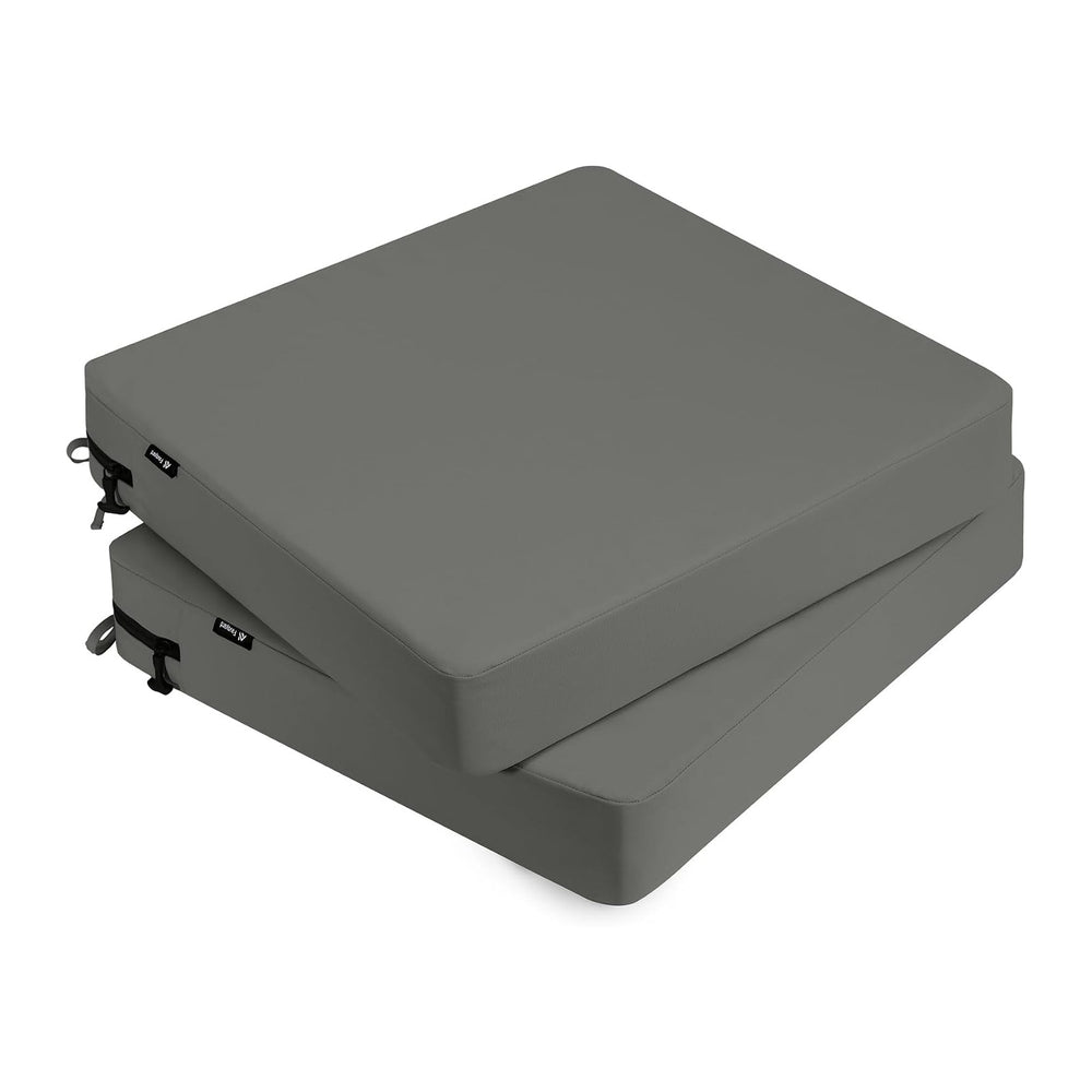 Favoyard 2-Pack Waterproof Outdoor Seat Cushions, 22" x 22", Dark Gray