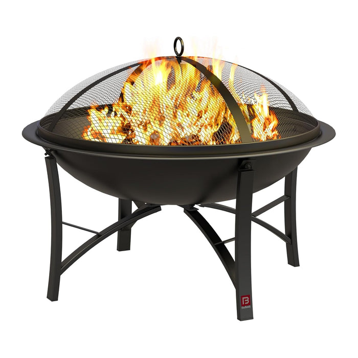 Fire Beauty Wood Burning Fire Pit, 2-in-1 BBQ Grill for Backyard Camping