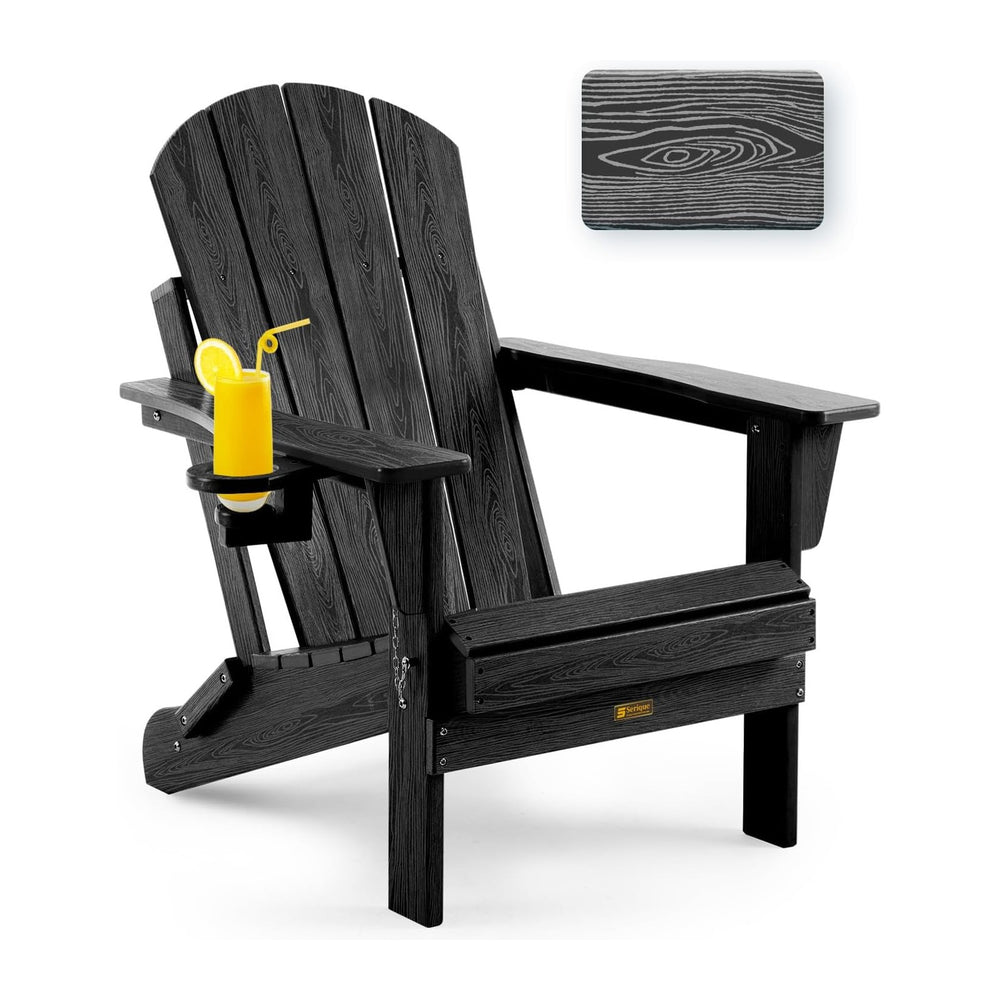 Folding Adirondack Chair Wood Texture, Patio Chairs Weather Resistant, Outdoo...