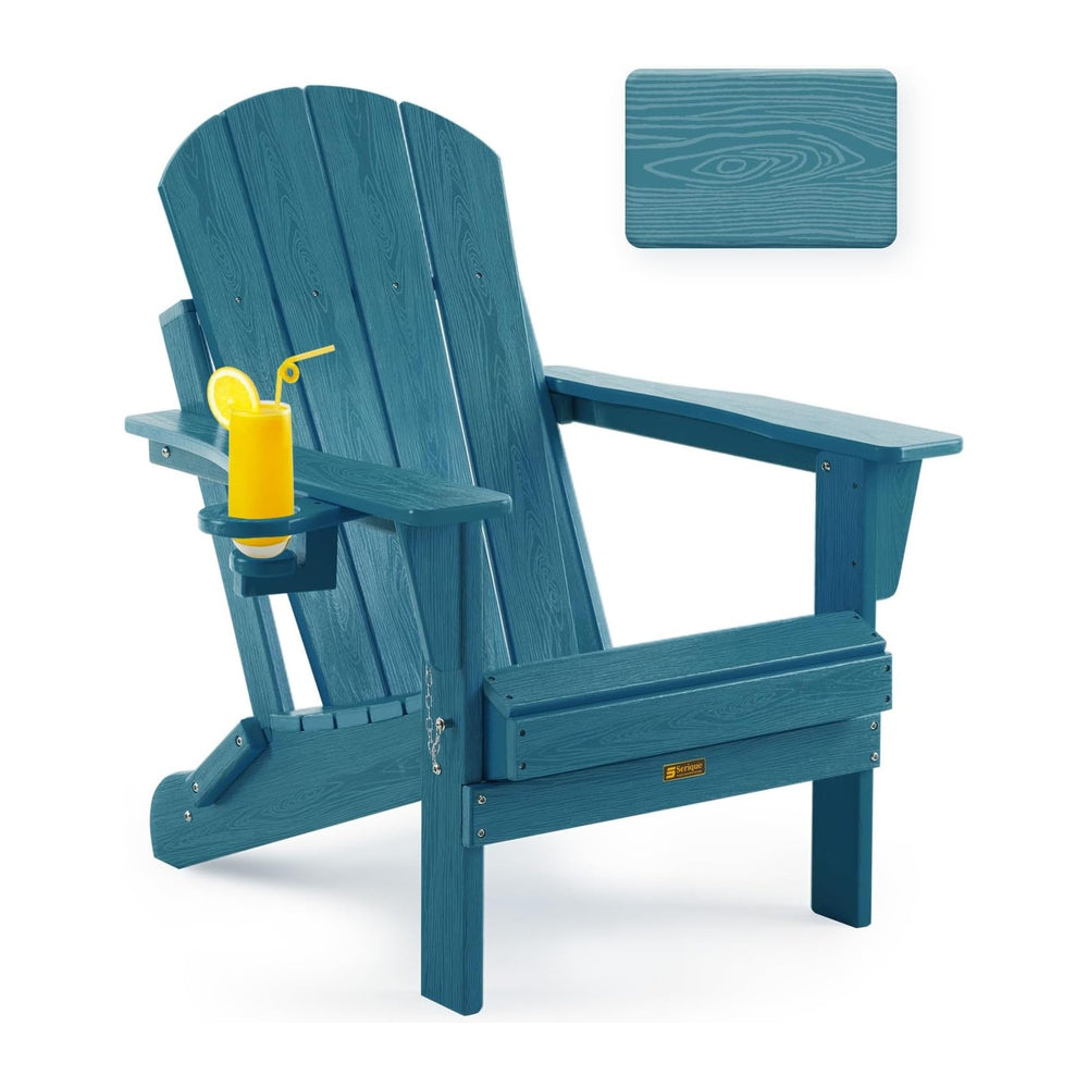 Folding Adirondack Chair Wood Texture, Patio Chairs Weather Resistant, Outdoo...