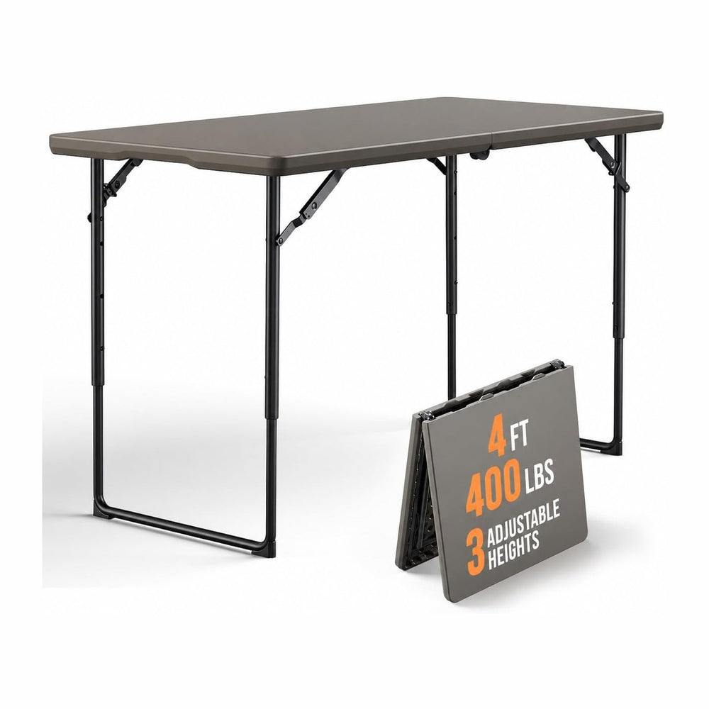Folding Table 4FT Heavy Duty Plastic Table with Handle, Foldable&Portable...