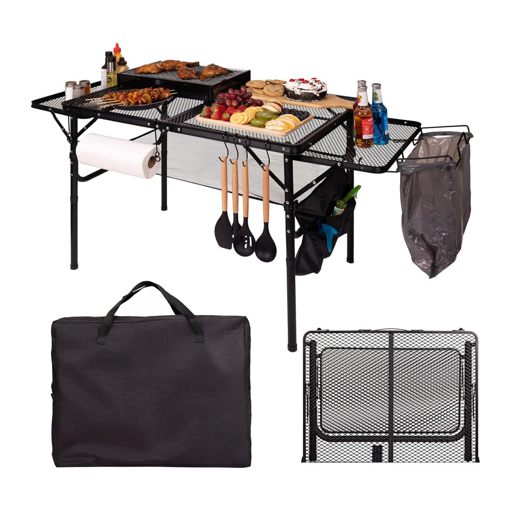 Folding Table w/ Carry Bag, Paper Towel Holder, Garbage Holder, Wing Panels, ...