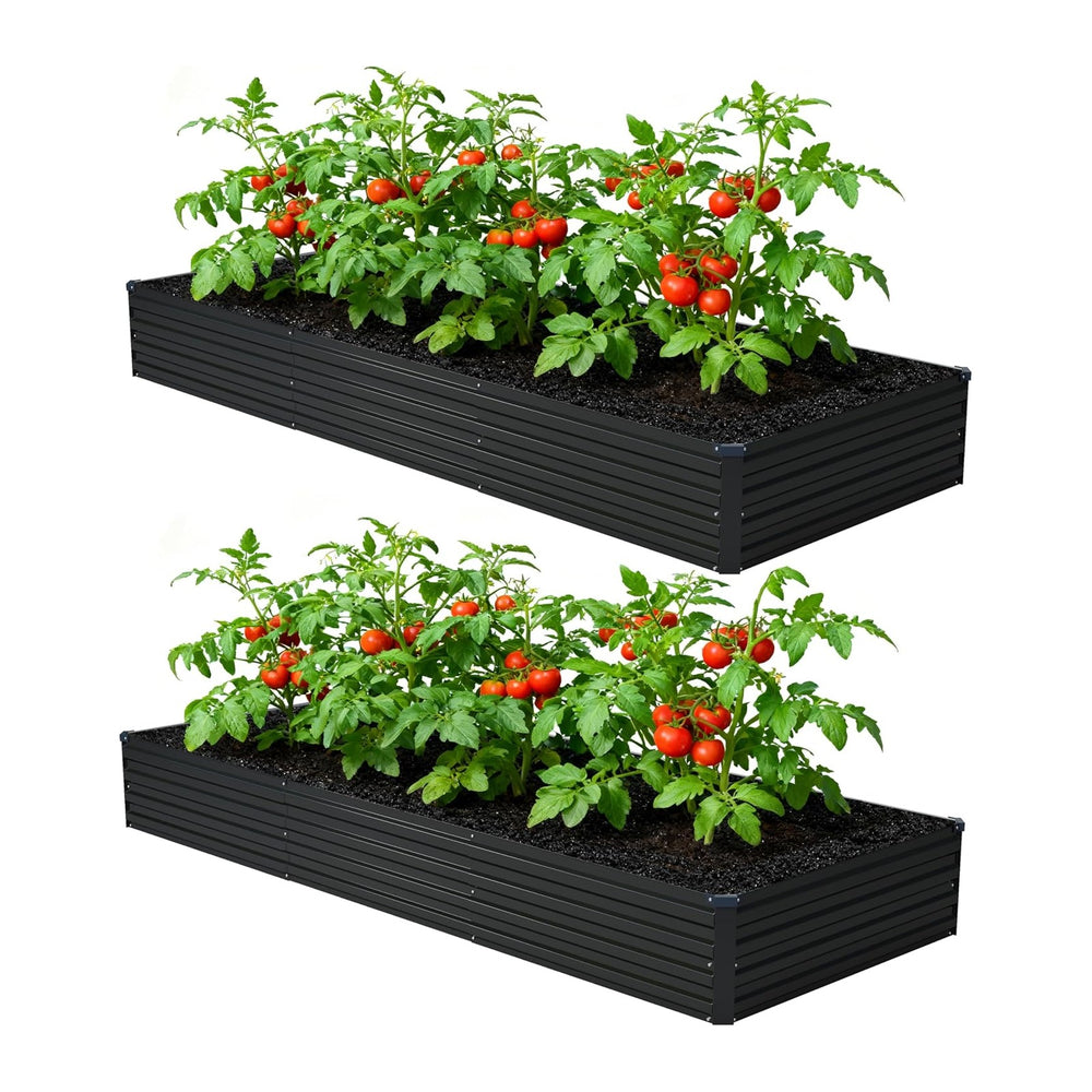 Foxlang 12x4x1ft(2 Pack) Galvanized Raised Garden Bed,Outdoor Planter Box Met...