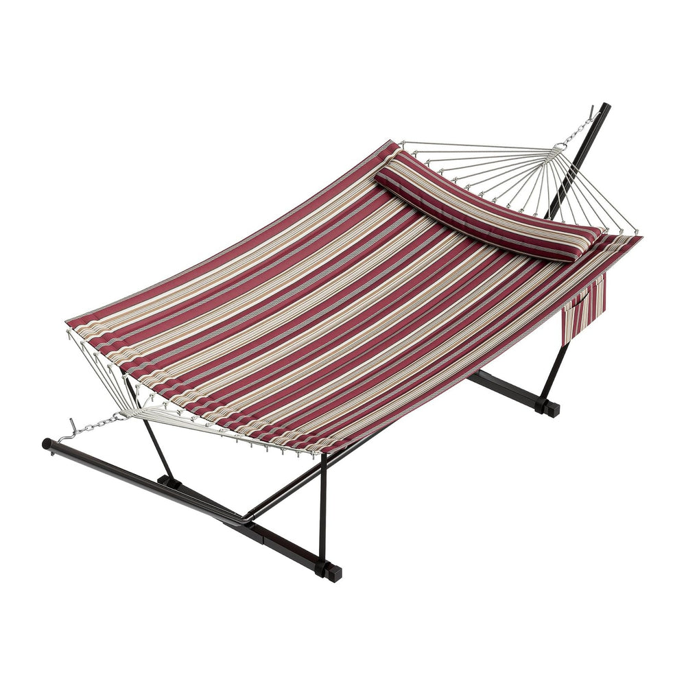 Garvee 2-Person Hammock with Stand for Outside–450lbs, Balance Rope, Pillow